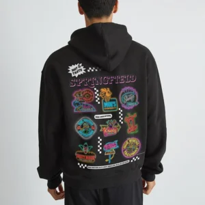 The Simpsons Springfield Fast Food Hoodie in Black